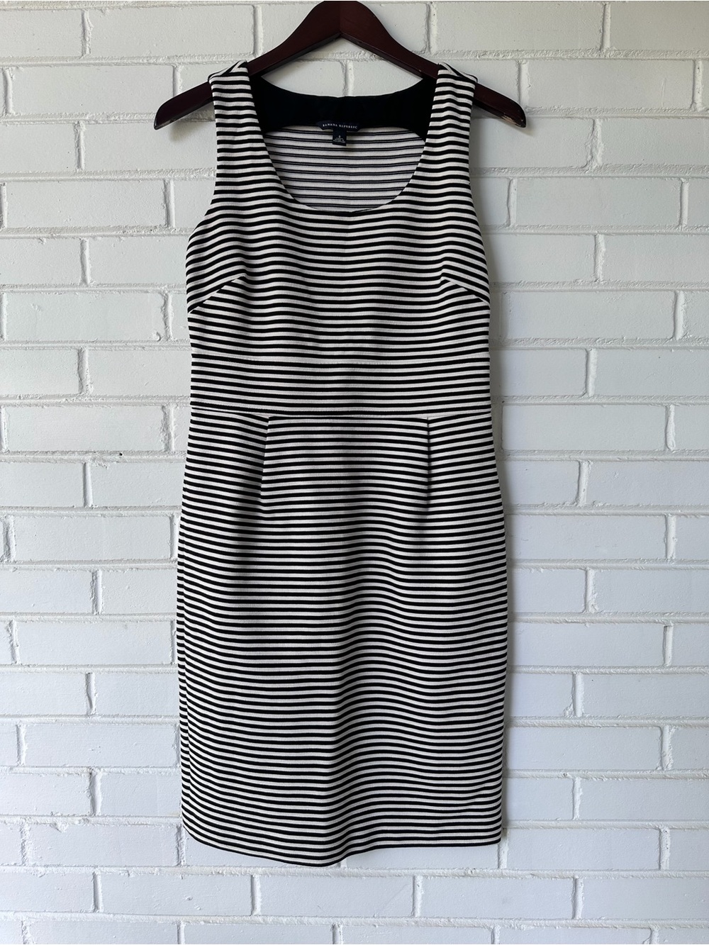 Banana Republic Black & White Striped Midi Sheath Dress